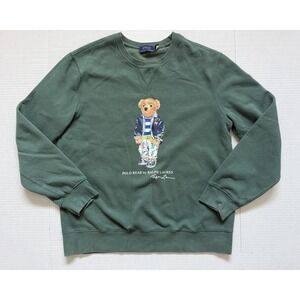 Polo Ralph Lauren Polo Bear Crewneck Sweatshirt Men's Large Green Preppy